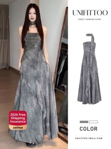 unifittoo | Summer New Style Womens Long Dress Set One Shoulder High Waist A-Line Skirt Breathable Comfortable Skin-Friendly Non-Slip