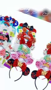 Disney | New Chic Mickey Mouse Ears Headband Big Beautiful Bow Sequins Hairband Women Birthday Gift Girls Kids Party Hair Accessorie