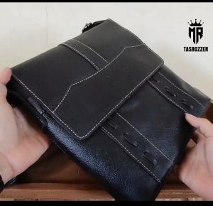 Tas selempang pria semi pull up kulit sapi murmer