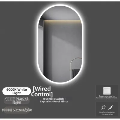 MEISITEKEKE | Oval LED Bathroom Vanity Mirror Wall-Mounted