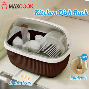 Maxcook Kitchen Dish Drainer Rack with Cover Tableware Plate Organizer Dust-proof Chopsticks Bowl Storage