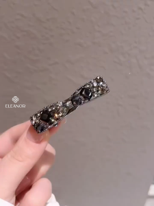 Kẹp tóc nữ Eleanor Accessories đính đá màu đen hình nơ phụ kiện tóc kẹp tóc mái 10587