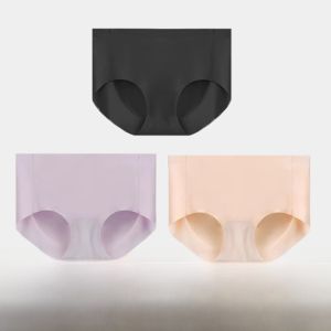 HUACHENGSHI | Seamless High Waist Ice Silk Antibacterial Thin Cotton Underwear Womens Sporty Pure Color Mid Waist Briefs Youth Triangle Pants