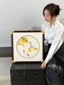 New Chinese Style Entrance Painting Embroider Finished Suzhou Embroidery Hanging Painting Landscape Painting for Living Room Copper Corner Restaurant Tea Room Wall Painting