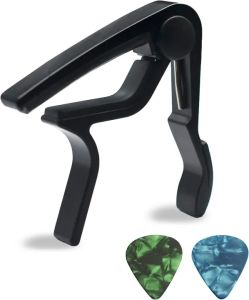 PLAYOU Guitar Capo for 6-String Acoustic and Electric with 2 Picks Aluminium Alloy Metal Guitar Capo