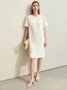 AMII | Luxury Musk-scented Fashion Style Textured Tassel Splicing Short Sleeve Dress