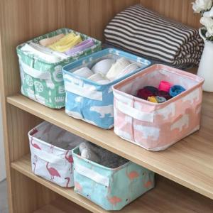 Keranjang Tempat Penyimpanan Kain Linen Storage Box Organizer Serbaguna Multifungsi Kosmetik Celana Dalam