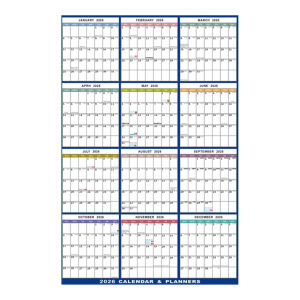 2026 English Double-Sided Laminated Wall Calendar with Erasable Surface Foldable Design for Home Office School