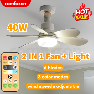 E27 Tri Color Ceiling Fan Light 3 Speeds Lighting Modes Adjustable Led Bulb Wireless Remote Control 6 Blades Silent Easy Install For Study Living Room