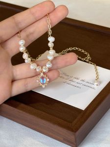 Long Pearl Necklace Womens Style water Pearl Elegant Luxury Sweater Chain Accessory Original Design Cross Chain Gold Color