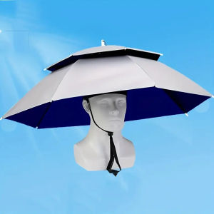 Rain Umbrella Hat Foldable Sun Shade Waterproof Fishing Headwear Cap Beach Head Hats Double-Layer UV Protection Sunscreen