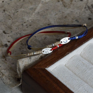 Original Artistic Ultra-Thin Pure Silver 925 Bracelet with Small Silver Beads Symbolizing Moonlight after the Sun Sets