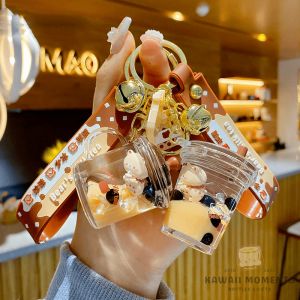 Boba Milktea Keychain Boba Keyring Bubble Pearl Milk Tea Bear Floating Liquid Keychain Pendant Cute Drink Bottle Keyring Boba Milk Tea Keyring Boba Cute Keychain Boba MilkTea Keychain Cute Bear Bubble Tea Key Ring Boba Milk Keychain 珍珠奶茶钥匙圈奶茶钥匙圈