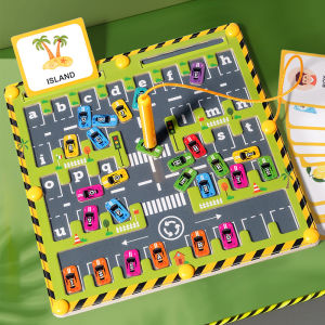 Montessori Magnetic Alphabet Maze Letter Puzzle Wooden Educational Toy Parking Lot Drawing Board Early Learning Activities Gifts