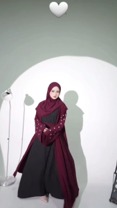 JAMEELA Dress outer 2in1 crinkle mix bordir Abaya sultan model mewah turki terbaru 2026 lebaran viral  baju gamis wanita kondangan outer simple elegan warna burgundy hitam coklat mahogany premium gaun pesta wanita dewasa model terbaru jumbo