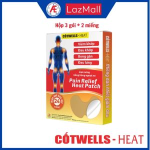 Miếng dán nhiệt giảm đau CốtWells heat 6 miếng dán dùng cho đau lưng đau đầu gối đau khớp viêm khớp viêm bao hoạt dịch viêm gân căng co cơ giãn cơ bong gân chuột rút bầm tím.