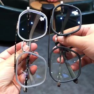 Kacamata Hitam Anti Blue Light & Anti Radiasi Blue Ray Bahan Metal Bentuk Bulat Oval Square untuk Pria & Wanita