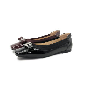 Leather Butterfly Knot Mary Jane Shoes Womens Spring 2025 New Flat Versatile Semi-up Open Mouth Single Shoes Breathable