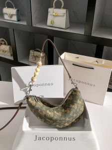 Jacoponnus Original Leather Dumpling Bag Womens Fashion Trend Underarm Bag Luxury Minimalist Beaded Commuter Winter Handbag