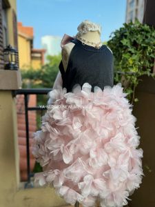 Pink and Black Floral 3D Dresses Performance Gown