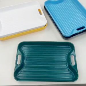 Serving Tray Rectangular Ceramic Tray Food Serving Trays Anti-slip Scratch-resistant / Pinggan Mangkuk 碗 碟 盘