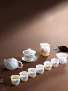 SHANGYANFANG | High-end Jade Porcelain Tea Set Home Use Gift for Elders Leaders