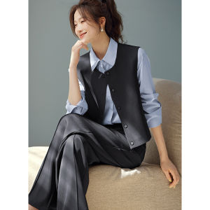 MOHANYIMEI | Fall Commuter Layering Casual Vest and Wide Leg Pants Set