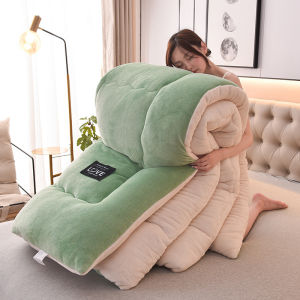 Thick Double Sided Flannel and Lamb Fleece Quilt Winter Student Warm Bedding