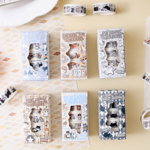 5 rolls of animal pattern washi tape set creative cat pattern DIY manual and scrapbook decorative tape