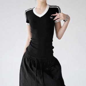 MUYUZI | Slimming Blue Short Sleeve T-Shirt
