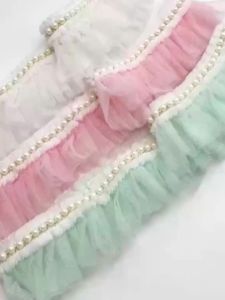 (1 Yard/roll) Width 6cm Pearl Pleated Mesh Decoration Lace Princess Skirt Edge with Girl Style Diy Sewing Material