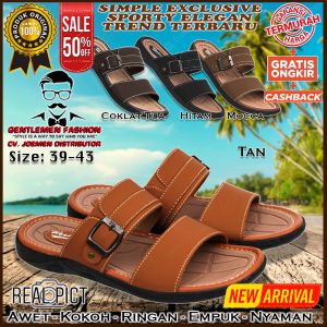Sandal Sendal Slop Pria Kulit Casual Distro Kualitas Premium Jahitan Rapih Kuat Awet Ringan Empuk Nyaman Kasual Kekinian Terbaru Traveling Santai Pesta Outdoor Kondangan Selop Slip On Pria Cowok Cowo Laki Laki Dewasa Orang Tua R.13