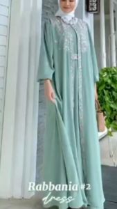 Rabbani Dress / Gamis Ceruty Babydoll Mix Bordir LD 120CM / Drees Kondangan Wanita Dewasa Ukuran M - L - XL - XXL / Baju Perempuan Elegan Murah Terbaru 2025 / Bordir Import Kekinian Korean Style / COD / Gratis Ongkir Termurah / Baju Lebaran Wanita Syari