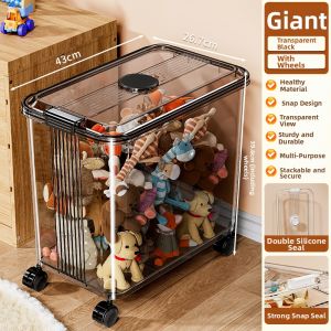MEIZHUFU | Transparent Wheeled Multi-function Large Capacity Toy Storage Box