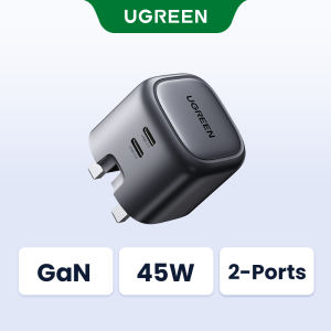 UGREEN 45W GaN PD Fast Charger Travel Charge 2 Type C Port Charger with QC Portable for MacBook iPad Pro iPhone 17 16 Pro Max iPhone 17 Air Samsung S25 S24 Ultra Z Fold5 M14 Z Flip5 A35 A55