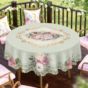 1 Piece of Spring Floral Round and Rectangular Tablecloth Available in Various Sizes Retro Pink Rose Pattern Printed Decorative Tablecloth Small Fresh Style Tablecloth for Home Kitchen Picnic Spring and Summer Home Decoration