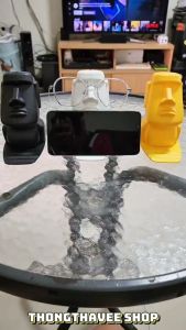 แท่นวางโทรศัพท์มือถือโมอาย (3in1) แท็บเล็ต กระปุกออมสิน ที่วางแว่นตา โมเดล ของขวัญ ของตกแต่งบ้าน โต๊ะคอมพิวเตอร์ ร้านคาเฟ่