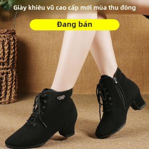 Giày Khiêu Vũ Đế Mềm Dày Lót Lông Cừu Cao Cổ Mùa Thu Đông Giày Khiêu Vũ Hiện Đại Giày Khiêu Vũ Chuyên Nghiệp Đa Năng