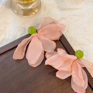 good 999 Fashionable pink flower elegant earringsES64814