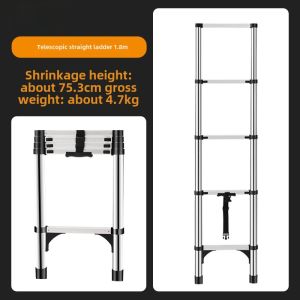 Step-Stable Aluminum Alloy Retractable Ladder Stainless Steel Rising Staircase Engineering Ladder Home Use Non-insulated Eight-Step