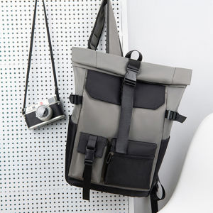 Mens Roll Cover Shoulder Bag Multifunctional Roll Mouth Roll Top Computer Bag Large Capacity Outdoor Travel Backpacks