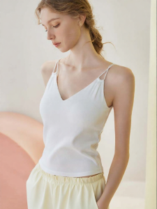 Padded Camisole Bra Top V-neck White