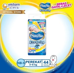 MamyPoko X-tra Kering Ukuran Newborn S 44 pcs Popok Bayi Baru Lahir Tipe Perekat