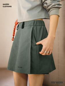 Maden Summer American Workwear Short Skirt Pants Elastic Waist Hiking Womens Style Durable Casual A-Line Skirt Pants