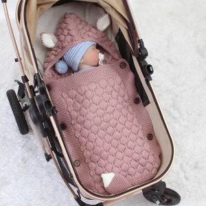 Winter Baby Swaddle Wrap Blankets Knitted Toddler Infant Warm Stroller & Crib Envelope Newborn Blankets for Kids