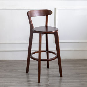 Solid Wood Bar Stool For Home Backrest Chair Scandinavian Bar Chair High Stool Modern Minimalist Milk Tea Shop Bar Stool
