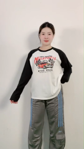 ชุดเซ็ตเสื้อแร็กแลน+กางเกงขายาว ชุดเซ็ตเท่ๆ ใส่แล้วไม่ร้อน