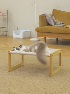 Pet Dog/Cat Bed Elevated Wooden Cat Hammock Cat Bedside Bed Breathable
