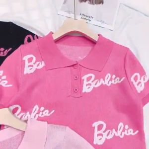 Áo Len Nữ Cổ Bẻ In Chữ Barbie Full Áo - LCXA171