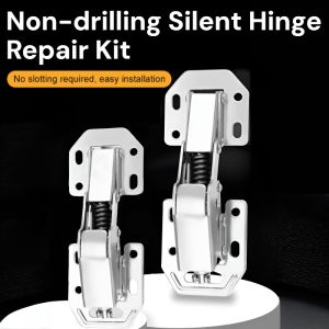 Non-Drilling Silent Hinge Repair Kit Buffer Cabinet Wardrobe Door Hinge Thickened Stainless Steel Hinges